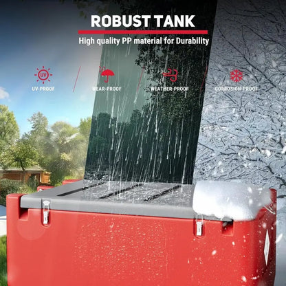 50-Gallon Portable Fuel Transfer Tank for Gasoline & Diesel  12V DC Pump, 10.6 GPM Flow, Red Finish