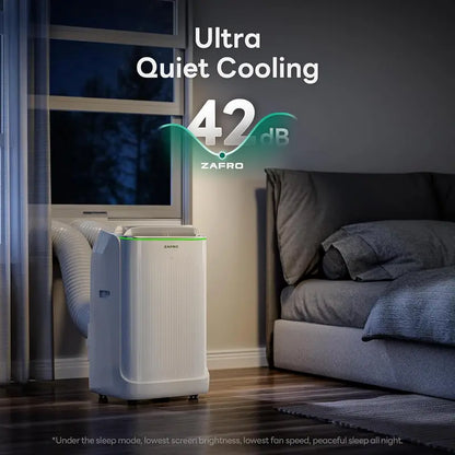 ZAFRO 8,000 BTU Portable AC Unit  4-Mode Energy-Efficient Cooler with Remote, 24-Hour Timer, Ideal for Bedrooms & Dorms, White Design