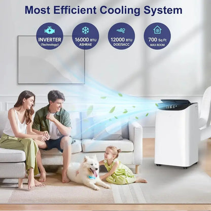 14000 BTU Portable AC Unit with Remote: 3-in-1 Cooling, Fan & Dehumidifying for Rooms Up to 700 Sq Ft