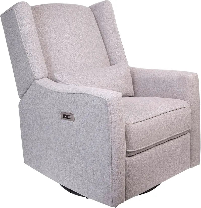 Contour Pedic Swivel Glider Recliner  Electronic USB-Powered Nursery Chair with Stain-Resistant Sand Fabric