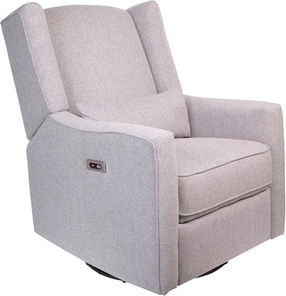 Contour Pedic Swivel Glider Recliner  Electronic USB-Powered Nursery Chair with Stain-Resistant Sand Fabric