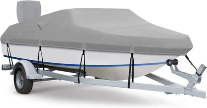 Fuprosico 600D Waterproof Winter Boat Cover with Motor Cover 17-19 ft Fits Bass Boat