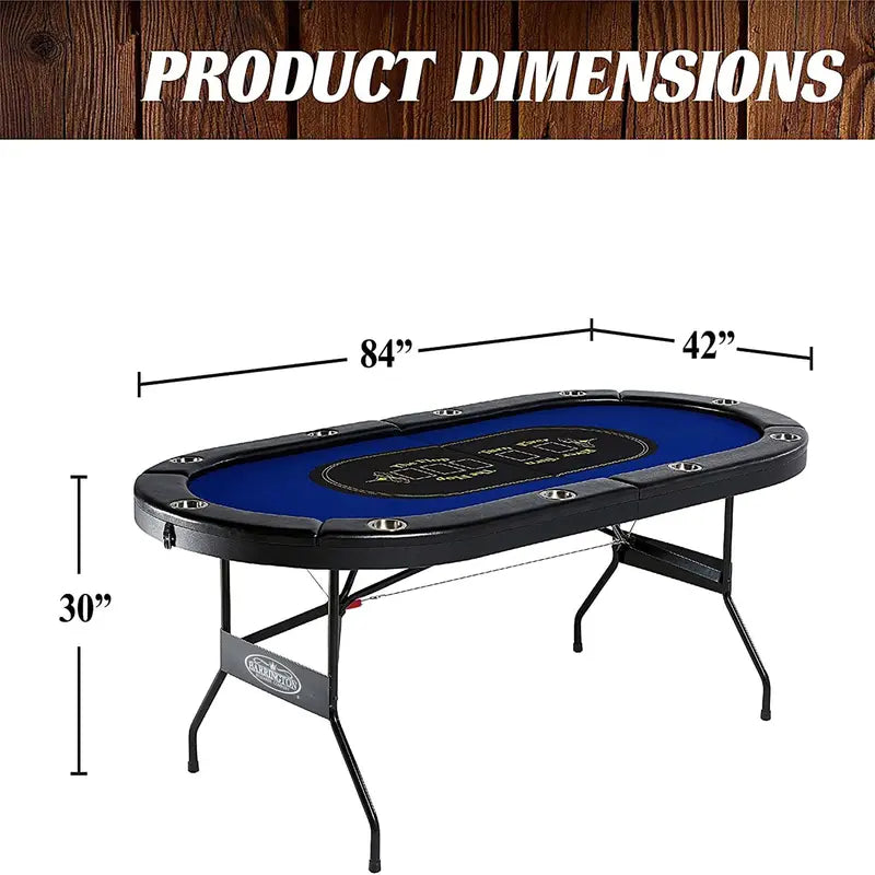 Barrington 10 Player Blue Poker Table with Metal Frame, No Assembly Needed