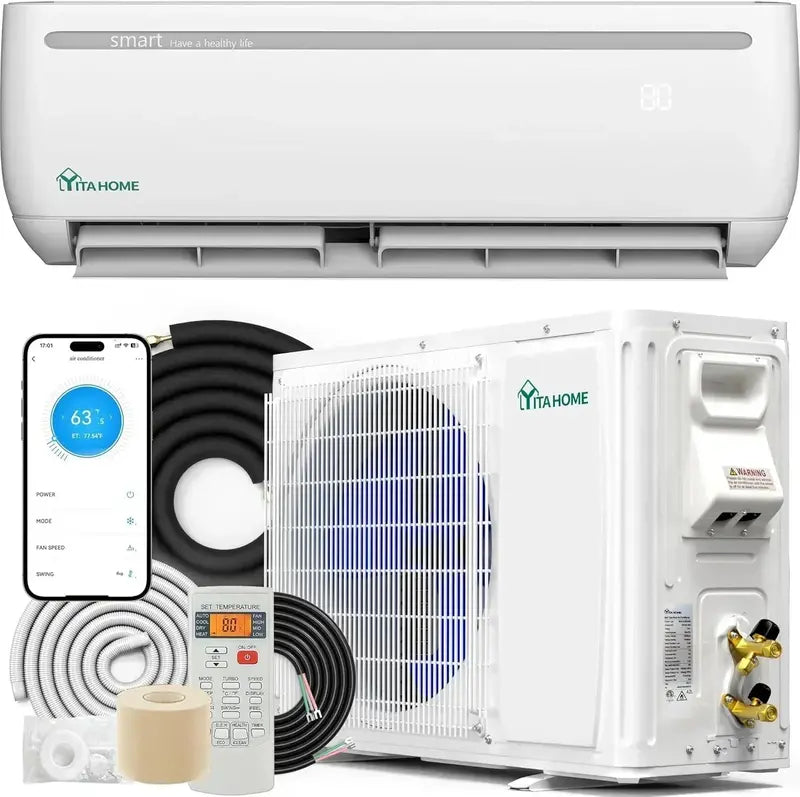 12,000 BTU Inverter Mini-Split Heat Pump System  Wi-Fi Ready, 20 SEER2, 115V Ductless
