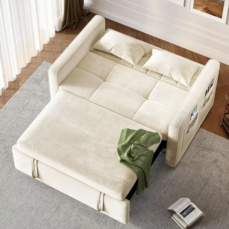 DWVO 3-in-1 Convertible Loveseat  Grey Scratch-Resistant Sleeper Sofa with Adjustable Backrest and Side Storage