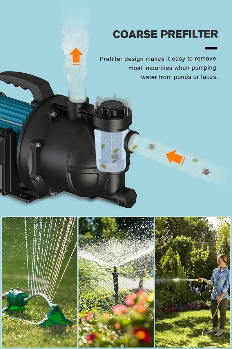 900 GPH Portable Garden Transfer Pump  Electric Shallow-Well Jet Pump for Irrigation and Drainage