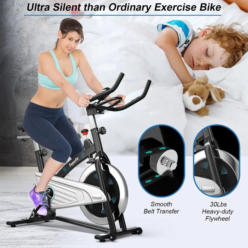 Magnetic Resistance Stationary Bike with Quiet Belt Drive and Ergonomic Design