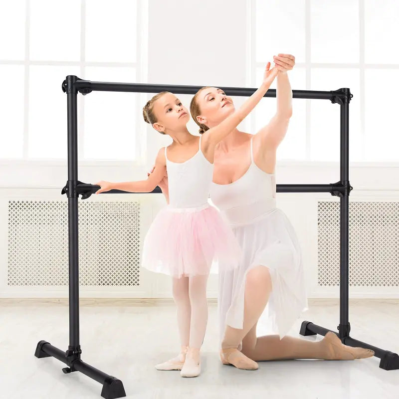 Adjustable Freestanding Double Ballet Barre with Height Range from 7 to 46 Inches