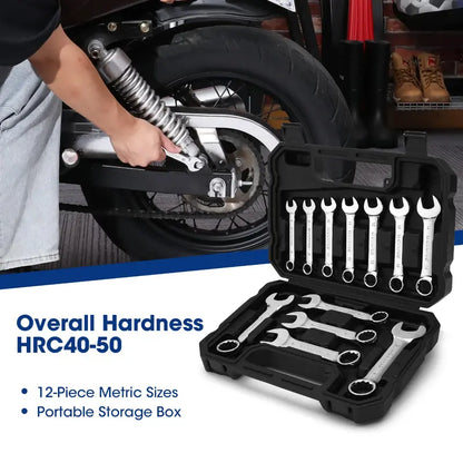 WORKPRO 12-Piece Stubby Combination Wrench Set for Tight Spaces