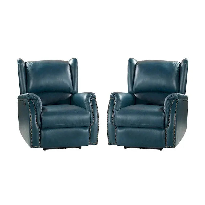 Eduardo Genuine Leather Power Recliners  Dual-Seat Set with USB Charging Ports