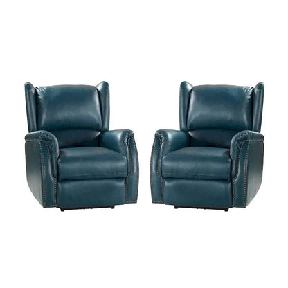 Eduardo Genuine Leather Power Recliners  Dual-Seat Set with USB Charging Ports