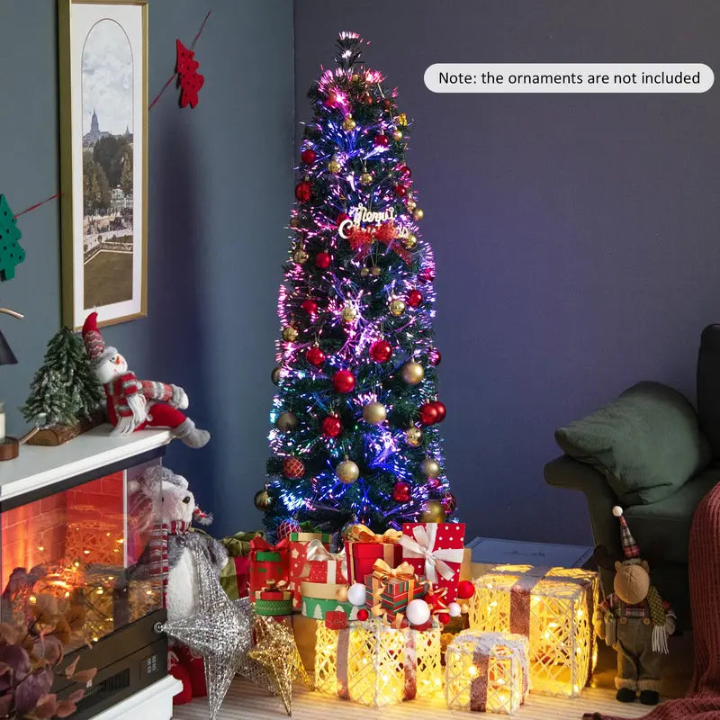 5-Foot Fiber-Optic Pencil-Style Christmas Tree for Compact Holiday Spaces