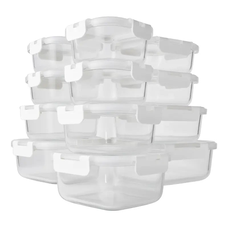12-Piece Borosilicate Glass Food Storage Set with Airtight Lids & Stackable Design