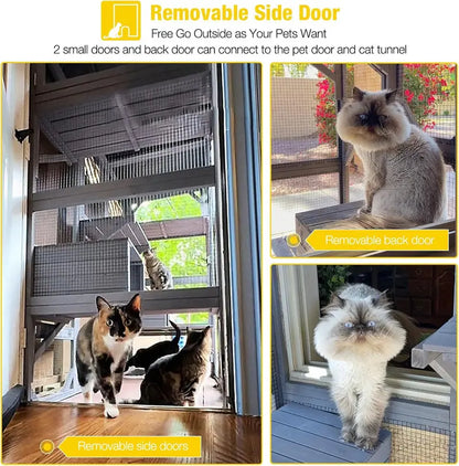 Large Walk-In Outdoor Catio Enclosure  Secure, Spacious Cat Run with Mesh Walls & Roof