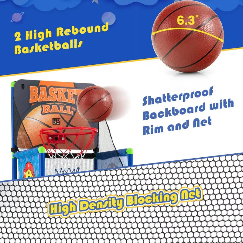 Dual-Mode Indoor/Outdoor Basketball Game Set with Digital Scoreboard and Audio Effects