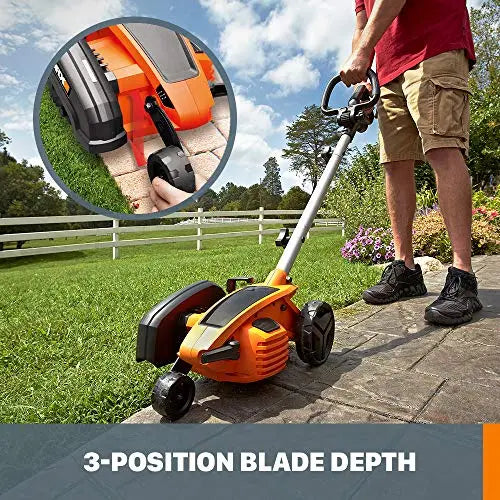 Worx WG801 12-Amp Electric Lawn Edger  7.5-Inch Cutting Width, Adjustable Depth, Trenching & Edging Functions