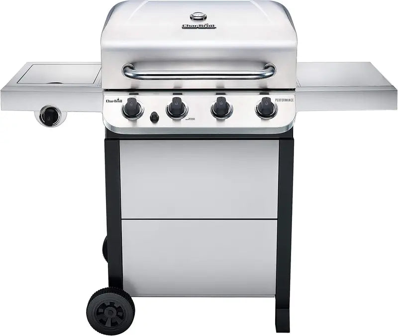 Premium Stainless Steel 4-Burner Gas Grill on Mobile Cart  Even Heat Distribution and Durable Outdoor Cooking Station