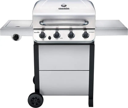 Premium Stainless Steel 4-Burner Gas Grill on Mobile Cart  Even Heat Distribution and Durable Outdoor Cooking Station