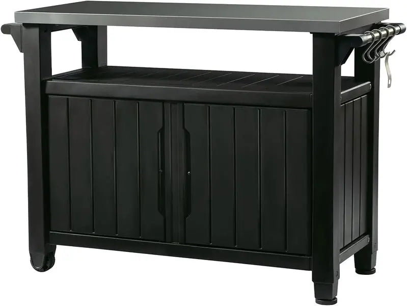 Keter Rolling Outdoor Utility Cart  3-Tier Dark Brown Table for Grilling, Bar Prep, or Garden Storage