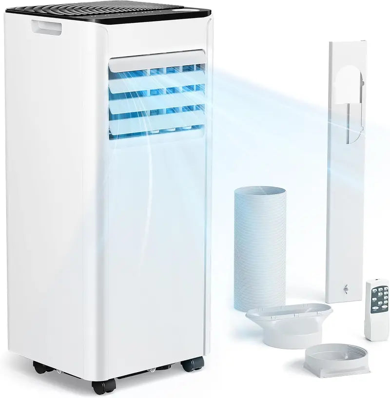 7000 BTU 4-in-1 Portable Air Conditioner  Mobile Unit with Exhaust Hose, Digital Control, Remote, Timer, and Window Kit for Up to 20 m²