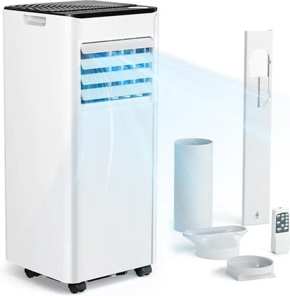 7000 BTU 4-in-1 Portable Air Conditioner  Mobile Unit with Exhaust Hose, Digital Control, Remote, Timer, and Window Kit for Up to 20 m²
