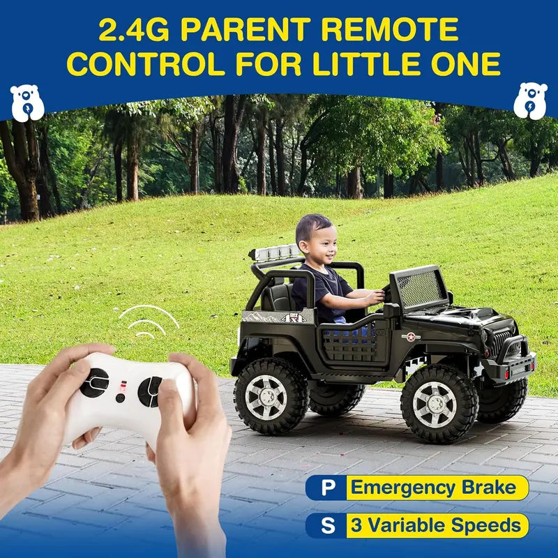 L8 12V Two-Seater Kids’ Ride-On Car  Remote-Controlled Electric Vehicle with 4-Wheel Suspension & Bluetooth Speaker