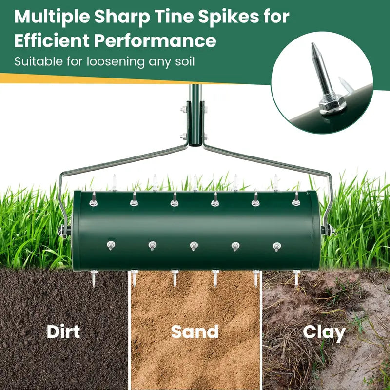 Weighted Rolling Lawn Aerator for Soil Aeration and Seeding
