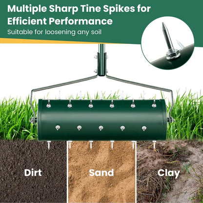 Weighted Rolling Lawn Aerator for Soil Aeration and Seeding