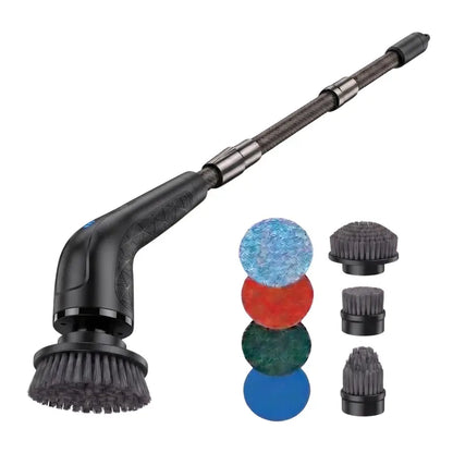 Cordless Spin Scrubber with Extendable Shaft and Interchangeable Cleaning Attachments