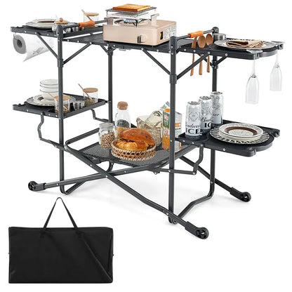 Folding Aluminum Camping Cooking Table  Compact Outdoor Grill and Prep Station