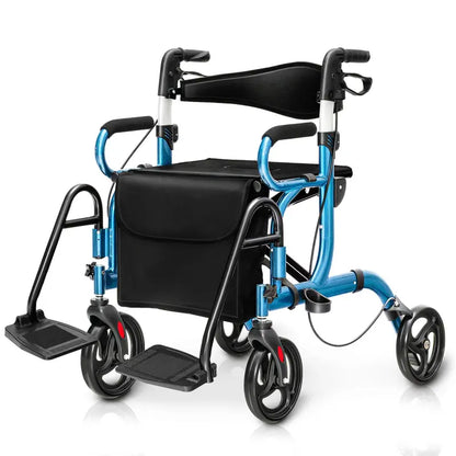 Dual-Mode Rollator Walker with Seat & Brakes  Lightweight Mobility Aid for Seniors