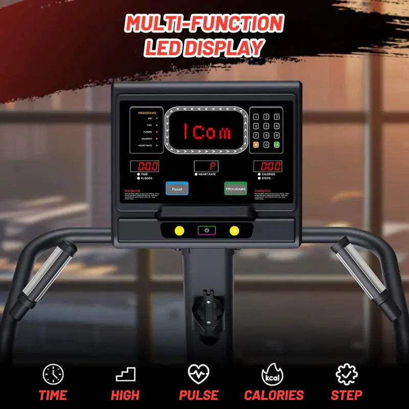 Commercial-Grade Stepper Machine  LED Display, 15 Resistance Levels, 451 lb Weight Capacity, Adjustable Pace Control