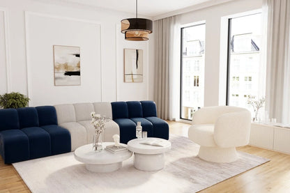 Canap  modulable en velours bleu marine H l ne