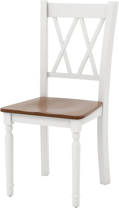 Set of 4 White Farmhouse Dining Chairs ¡ª Rubberwood Seats, Acacia Legs, High-Back Design, 360-LB Capacity