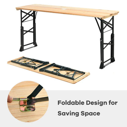 Folding Picnic Beer Table  Compact Outdoor Camping Table for Patios and Tailgates