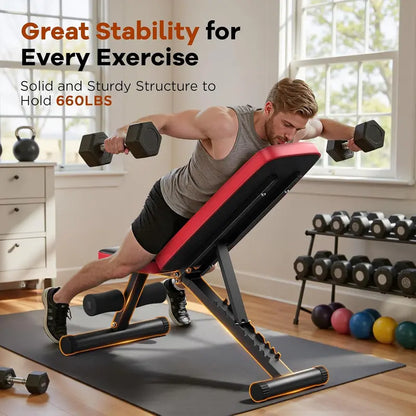 Heavy-Duty Foldable Weight Bench  8-Position Adjustable Home Gym Bench with 660 lb Capacity