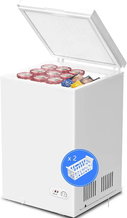 Kismile 3.5 Cu.Ft Top-Opening Chest Freezer  Freestanding Deep Freeze Appliance with Locking Lid