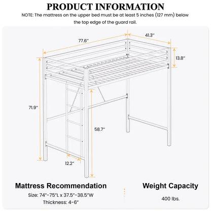 SHA CERLIN Twin Loft Bed  Space-Saving, Heavy-Duty Elevated Frame for Kids¡¯ Rooms &amp; Dorms