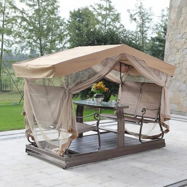 Retro-Style Metal Outdoor Glider Bench  Porch, Patio, or Yard Seating with Smooth Rocking Motion