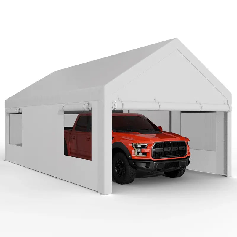 JYQAQA 12×20 FT Heavy-Duty Carport Canopy  All-Season, UV-Resistant Shelter for Vehicle Protection