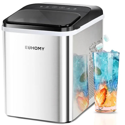EUHOMY Portable Nugget Ice Maker  35 lbs/Day Output, 8-Minute First-Batch Time, Self-Cleaning, Chewable Ice for Home, RV, or Outdoor Events