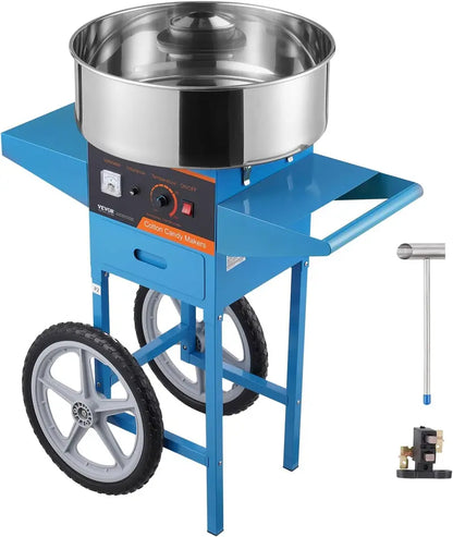 Commercial-Grade Pink Cotton Candy Machine with Cart  1000W Stainless Steel Floss Maker for Parties, Birthdays & Home Use