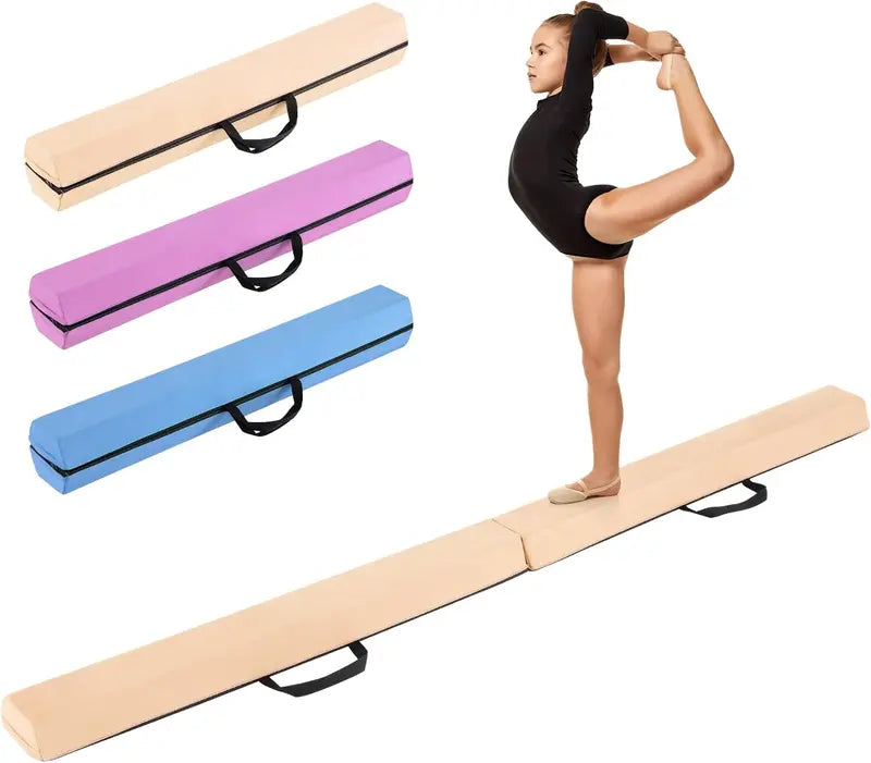 7-Foot Foam Balance Beam — Gymnastics Training Equipment with Removable Suede Cover