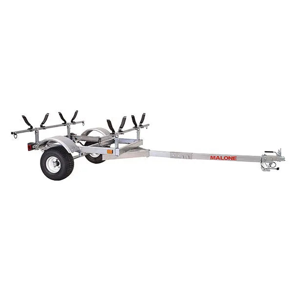 Malone LowMax 2 Galvanized Kayak Trailer  600 lb Capacity, J/V Rack System, LED Lighting, Made in USA