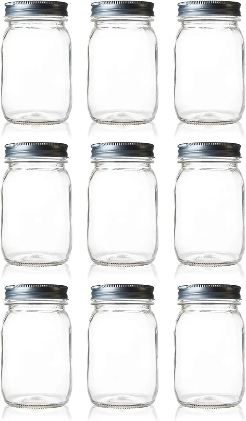Seacoast Regular Mouth Mason Jars with Steel Lids and Bands, 16-Ounces  (Set Of  9 Pieces)