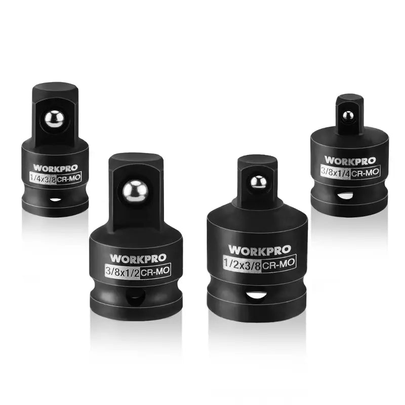 WORKPRO 4-Piece Impact Driver Socket Adapter Kit: 1/4″, 3/8″, and 1/2″ Drive Converters