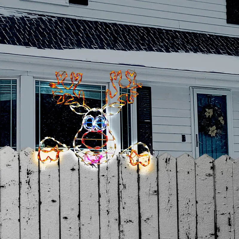 Holidynamics 30″ LED Peek-a-Boo Dancer Reindeer, Weather-Resistant Outdoor Christmas Display
