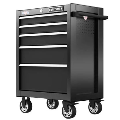 2000 Series Rolling Tool Cabinet — 26.5-in Wide × 37.5-in Tall, 5-Drawer Steel Storage Unit (Black)