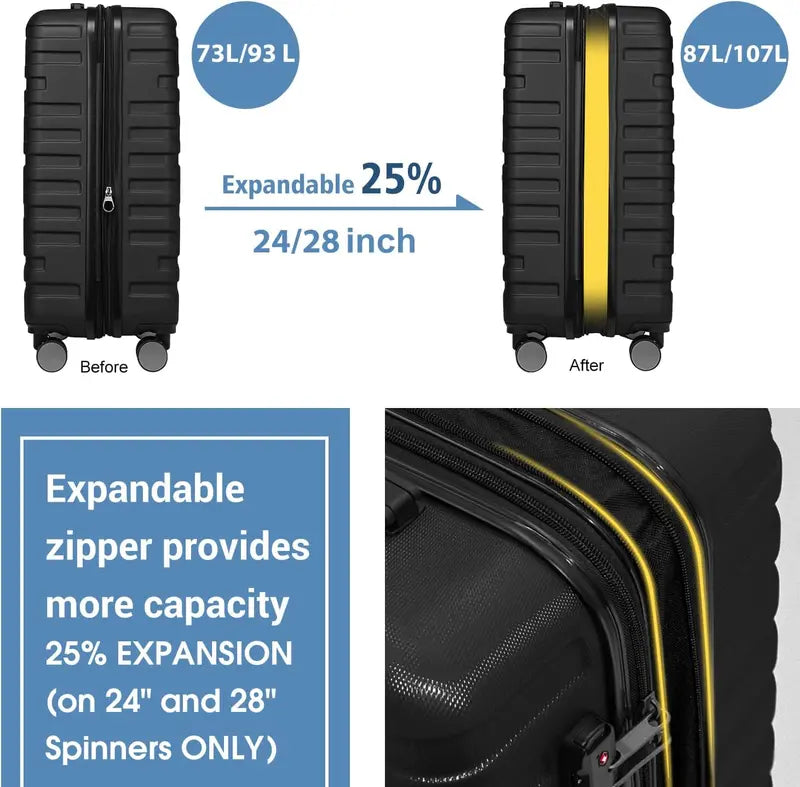 6-Piece Lightweight Expandable Hardshell Luggage Set  TSA-Approved Carry-On & Checked Suitcases with Spinner Wheels