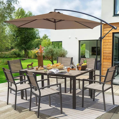 Homall 7-Piece Outdoor Dining Set  Light Grey Table & 6 Textilene Chairs for Patio or Deck